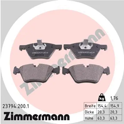 Diskinių stabdžių trinkelių rinkinys ZIMMERMANN 23794.200.1