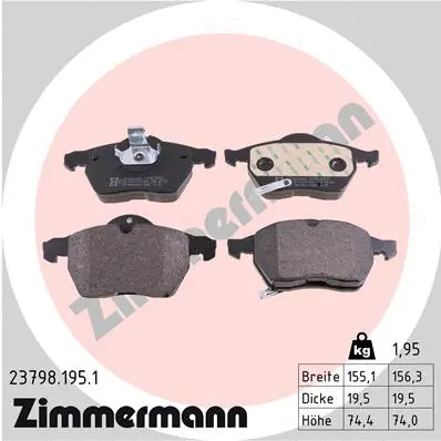 Diskinių stabdžių trinkelių rinkinys ZIMMERMANN 23798.195.1