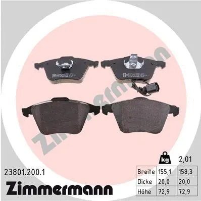 Diskinių stabdžių trinkelių rinkinys ZIMMERMANN 23801.200.1