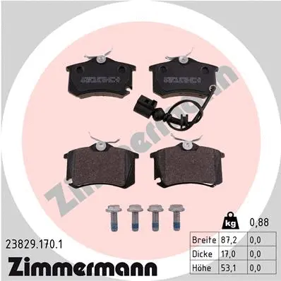 Diskinių stabdžių trinkelių rinkinys ZIMMERMANN 23829.170.1