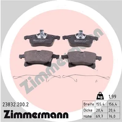 Diskinių stabdžių trinkelių rinkinys ZIMMERMANN 23832.200.2