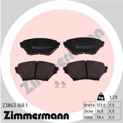 Diskinių stabdžių trinkelių rinkinys ZIMMERMANN 23863.160.1