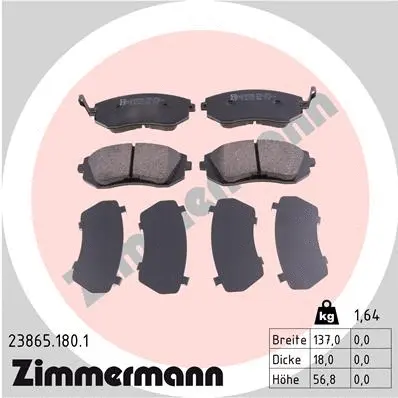 Diskinių stabdžių trinkelių rinkinys ZIMMERMANN 23865.180.1