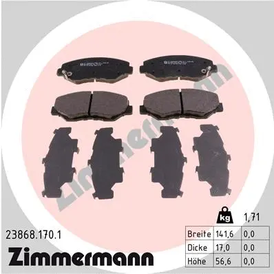 Diskinių stabdžių trinkelių rinkinys ZIMMERMANN 23868.170.1