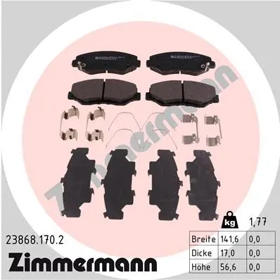 Diskinių stabdžių trinkelių rinkinys ZIMMERMANN 23868.170.2