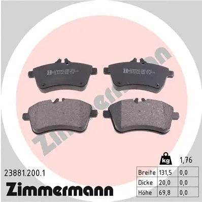 Diskinių stabdžių trinkelių rinkinys ZIMMERMANN 23881.200.1