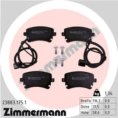 Diskinių stabdžių trinkelių rinkinys ZIMMERMANN 23883.175.1