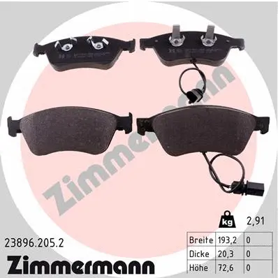 Diskinių stabdžių trinkelių rinkinys ZIMMERMANN 23896.205.2