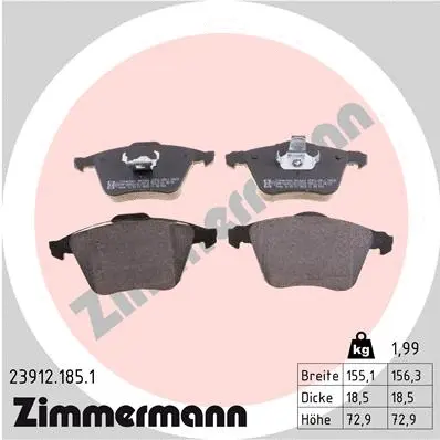 Diskinių stabdžių trinkelių rinkinys ZIMMERMANN 23912.185.1