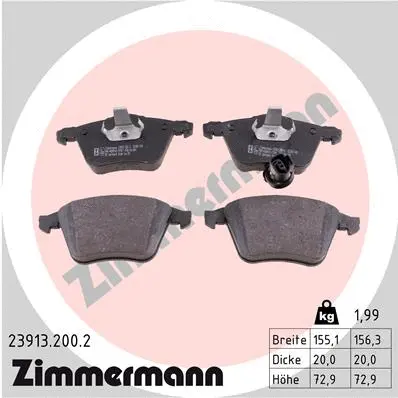 Diskinių stabdžių trinkelių rinkinys ZIMMERMANN 23913.200.2
