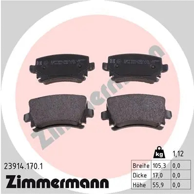 Diskinių stabdžių trinkelių rinkinys ZIMMERMANN 23914.170.1