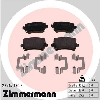 Diskinių stabdžių trinkelių rinkinys ZIMMERMANN 23914.170.3