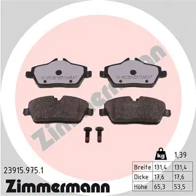 Diskinių stabdžių trinkelių rinkinys ZIMMERMANN 23915.975.1