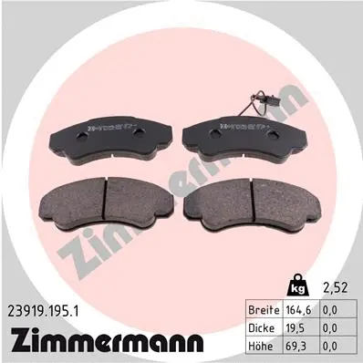 Diskinių stabdžių trinkelių rinkinys ZIMMERMANN 23919.195.1