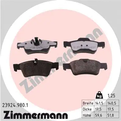 Diskinių stabdžių trinkelių rinkinys ZIMMERMANN 23924.980.1