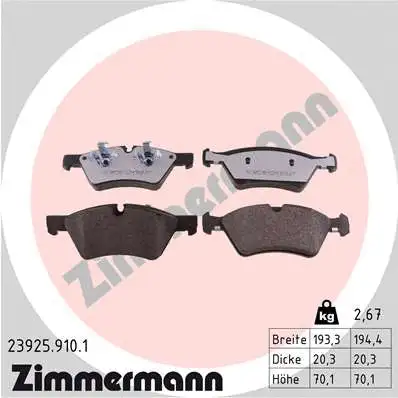 Diskinių stabdžių trinkelių rinkinys ZIMMERMANN 23925.910.1