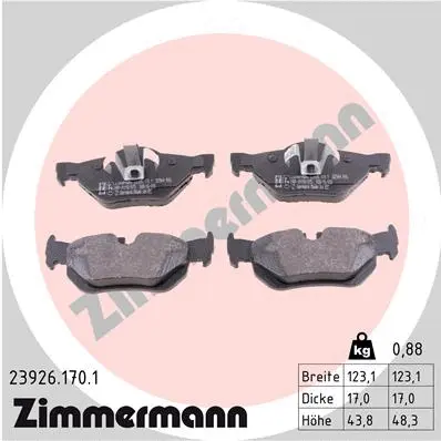 Diskinių stabdžių trinkelių rinkinys ZIMMERMANN 23926.170.1