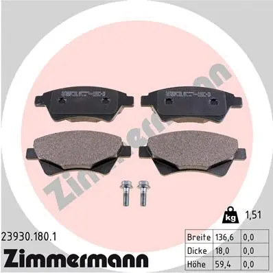 Diskinių stabdžių trinkelių rinkinys ZIMMERMANN 23930.180.1