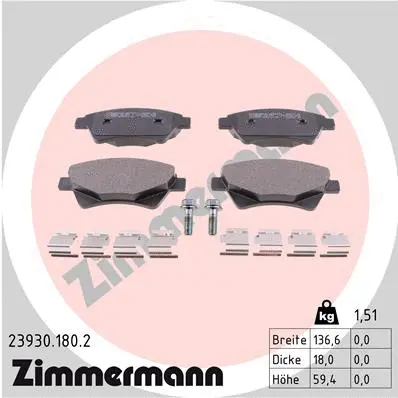 Diskinių stabdžių trinkelių rinkinys ZIMMERMANN 23930.180.2