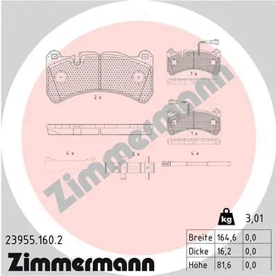 Diskinių stabdžių trinkelių rinkinys ZIMMERMANN 23955.160.2