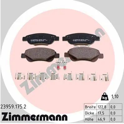 Diskinių stabdžių trinkelių rinkinys ZIMMERMANN 23959.175.2