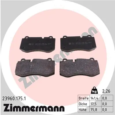 Diskinių stabdžių trinkelių rinkinys ZIMMERMANN 23960.175.1