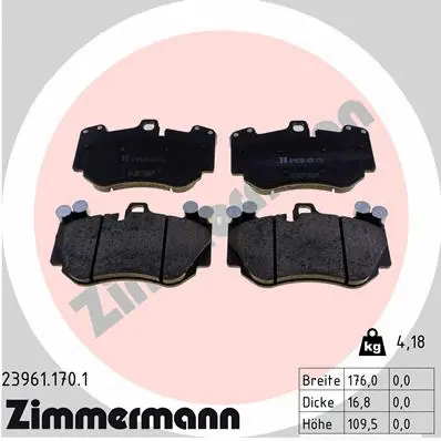 Diskinių stabdžių trinkelių rinkinys ZIMMERMANN 23961.170.1