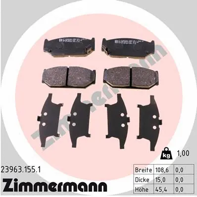 Diskinių stabdžių trinkelių rinkinys ZIMMERMANN 23963.155.1