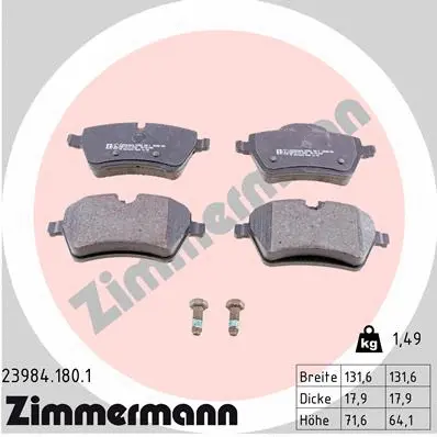 Diskinių stabdžių trinkelių rinkinys ZIMMERMANN 23984.180.1