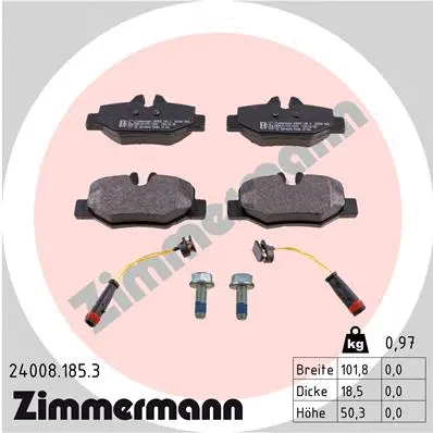Diskinių stabdžių trinkelių rinkinys ZIMMERMANN 24008.185.3