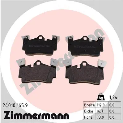 Diskinių stabdžių trinkelių rinkinys ZIMMERMANN 24010.165.9