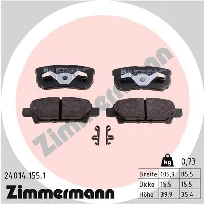 Diskinių stabdžių trinkelių rinkinys ZIMMERMANN 24014.155.1