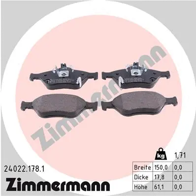 Diskinių stabdžių trinkelių rinkinys ZIMMERMANN 24022.178.1