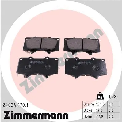 Diskinių stabdžių trinkelių rinkinys ZIMMERMANN 24024.170.1