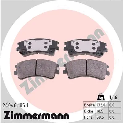 Diskinių stabdžių trinkelių rinkinys ZIMMERMANN 24046.185.1