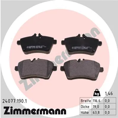 Diskinių stabdžių trinkelių rinkinys ZIMMERMANN 24077.190.1