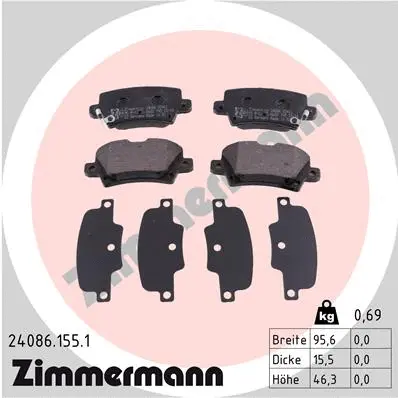 Diskinių stabdžių trinkelių rinkinys ZIMMERMANN 24086.155.1