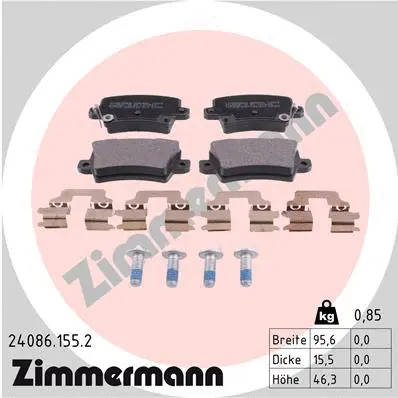 Diskinių stabdžių trinkelių rinkinys ZIMMERMANN 24086.155.2