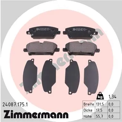 Diskinių stabdžių trinkelių rinkinys ZIMMERMANN 24087.175.1