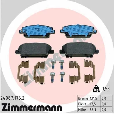 Diskinių stabdžių trinkelių rinkinys ZIMMERMANN 24087.175.2