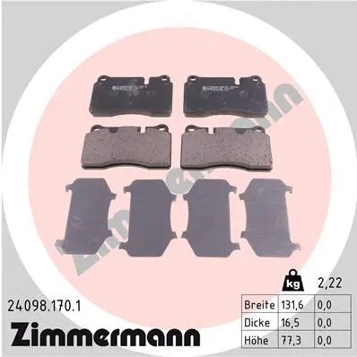 Diskinių stabdžių trinkelių rinkinys ZIMMERMANN 24098.170.1