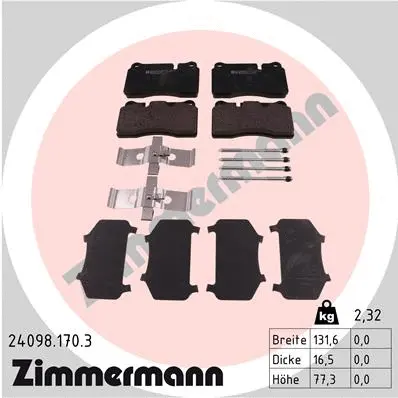 Diskinių stabdžių trinkelių rinkinys ZIMMERMANN 24098.170.3