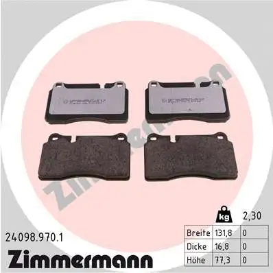 Diskinių stabdžių trinkelių rinkinys ZIMMERMANN 24098.970.1