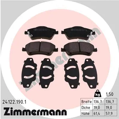 Diskinių stabdžių trinkelių rinkinys ZIMMERMANN 24122.190.1