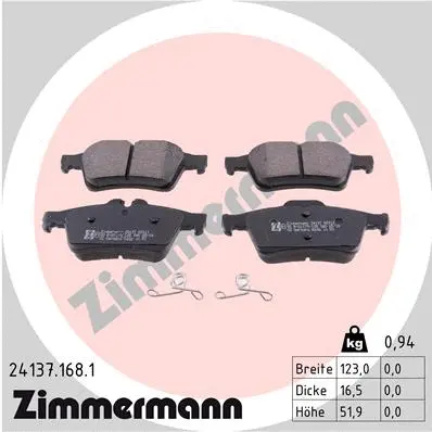 Diskinių stabdžių trinkelių rinkinys ZIMMERMANN 24137.168.1