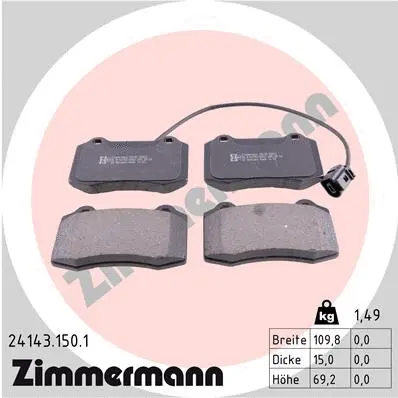 Diskinių stabdžių trinkelių rinkinys ZIMMERMANN 24143.150.1