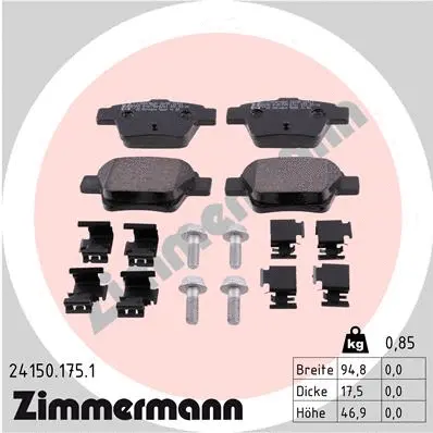 Diskinių stabdžių trinkelių rinkinys ZIMMERMANN 24150.175.1