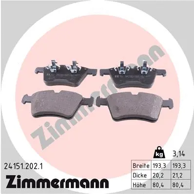 Diskinių stabdžių trinkelių rinkinys ZIMMERMANN 24151.202.1