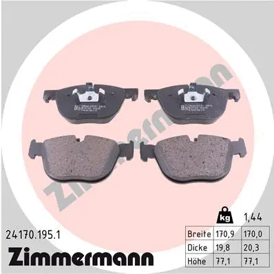 Diskinių stabdžių trinkelių rinkinys ZIMMERMANN 24170.195.1
