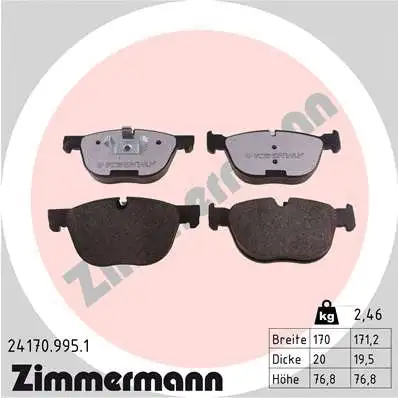 Diskinių stabdžių trinkelių rinkinys ZIMMERMANN 24170.995.1